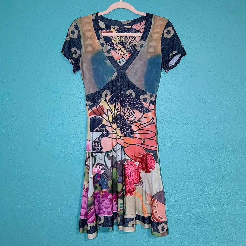 00's Desigual Geisha Embroidered Dress